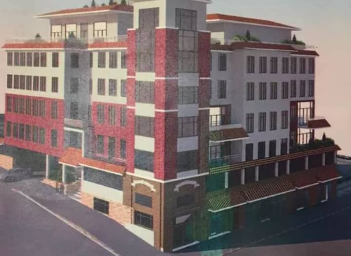 Artist&#x27;s rendering of Parkview Terrance, the proposed 53-unit apartment complex on Gramatan Avenue in Mount Vernon.