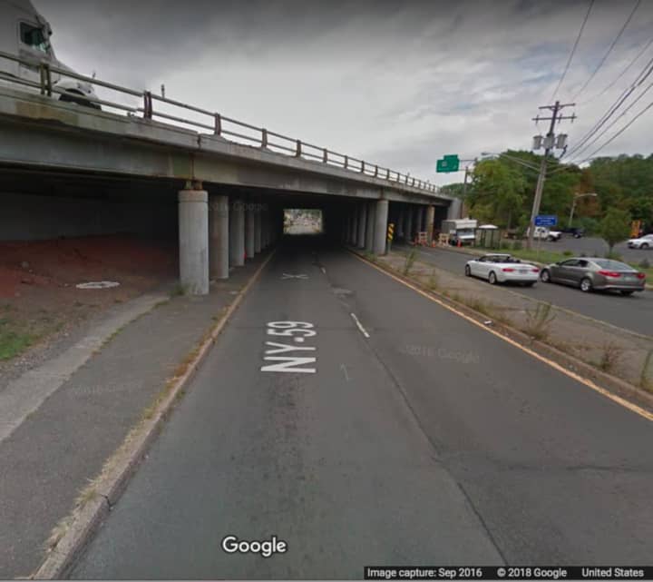 Route 59 under the I-87 overpass in Nyack.