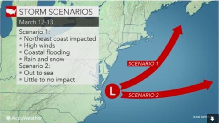 A look at the two scenarios for Monday&#x27;s potential Nor&#x27;easter.