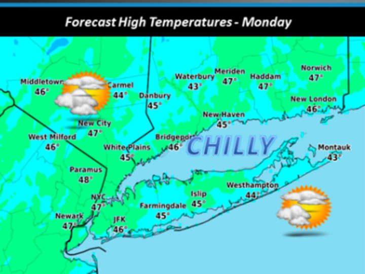 <p>Monday will be chilly, with brisk winds making it feel colder than the daytime highs in the 40s, setting the stage for a bit of snow overnight into Tuesday morning.</p>