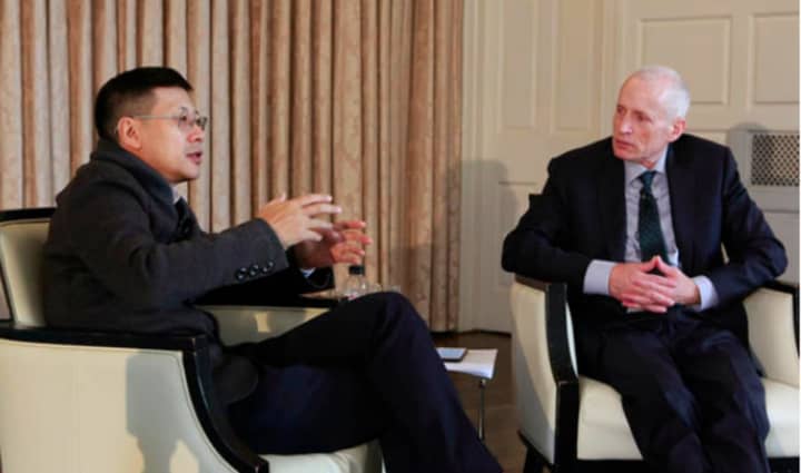 Yale alumnus Neil Shen spoke with Dean Edward A. Snyder at the Global Network for Advanced Management Fifth Anniversary Symposium in New Haven last April.