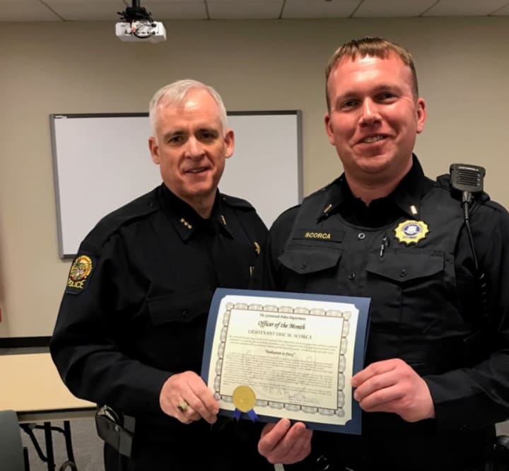 Lt. Eric Scorca was recognized by Chief James Heavey, as the Officer of the Month.