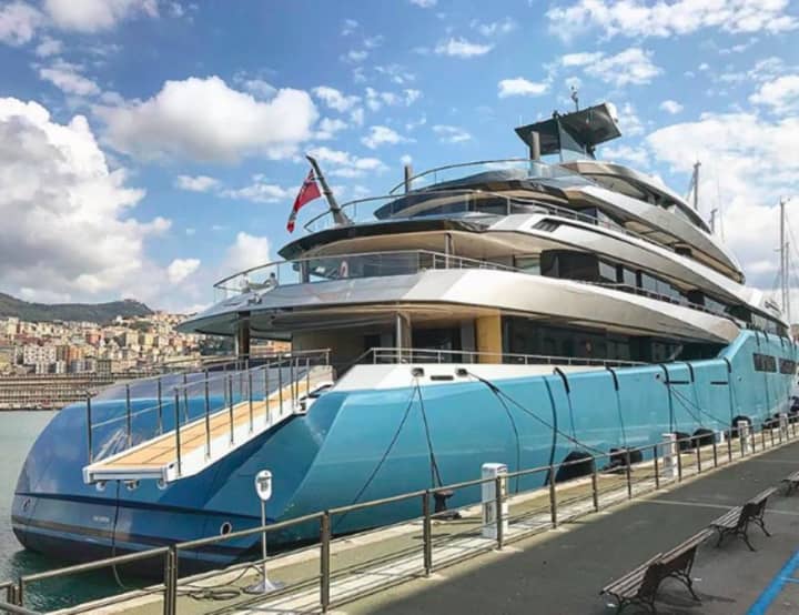 The Aviva is a $300 million yacht owned by British billionaire Joe Lewis. It&#x27;s parked on the Hudson River in Fort Lee and can be seen from the PIP.