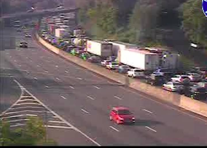 Gridlock on southbound I-87 in Rockland early Friday morning.