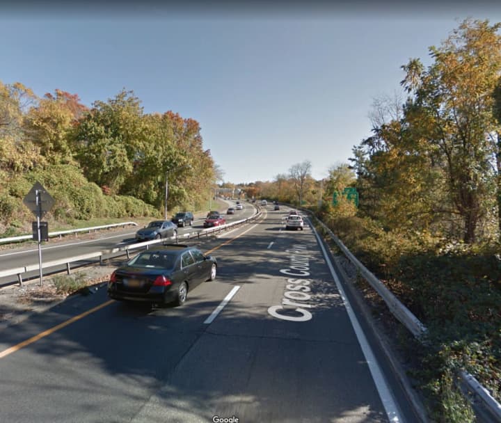 Cross County Parkway near the exit for the Saw Mill River Parkway in Yonkers.