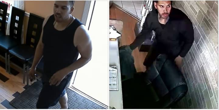 Two separate photos of the burglary suspect.