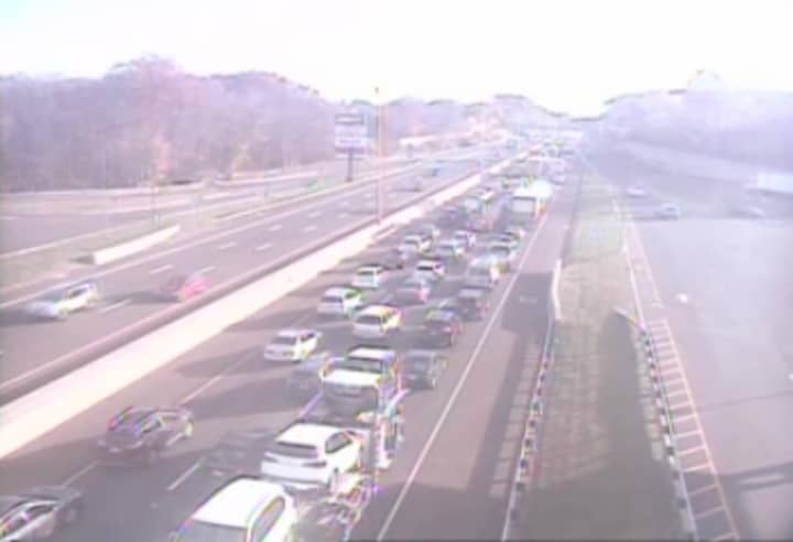 Gridlock at Exit 54 on I-95at 8:15 a.m. Friday following the crash.