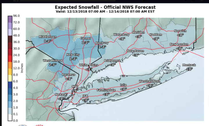 A look at the latest snowfall projections for Thursday, Dec. 13.