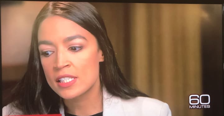 Alexandria Ocasio-Cortez during her interview with Anderson Cooper for &quot;60 Minutes.&quot;