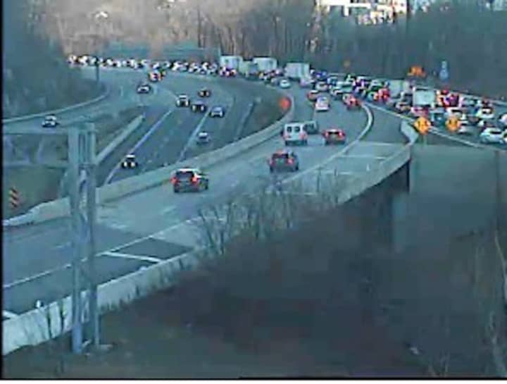 A look at gridlock on northbound (Rockland-bound) I-87 near the new TZB at around 4 p.m. Friday.