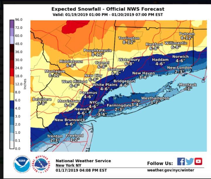 A look at projected snowfall totals for the weekend storm.