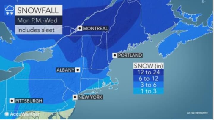 A look at projected snowfall totals for the storm by AccuWeather.com.