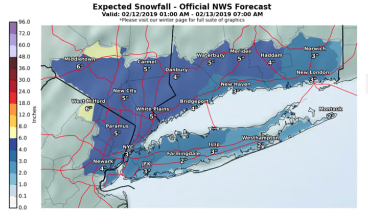 A look at projected snowfall totals by the National Weather Service.