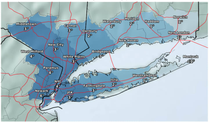 A look at snowfall projections for the storm Wednesday, Feb. 20.