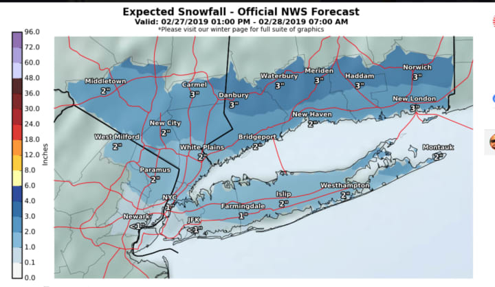 A look at the latest projected snowfall totals.