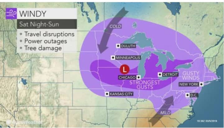 The weekend storm will be marked by windy conditions that could cause power outages.