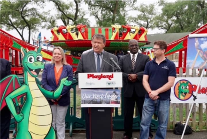 Westchester County Executive George Latimer announces naming contest for Playland Park&#x27;s new ride.