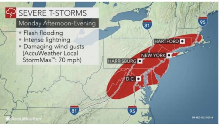Severe thunderstorms accompanying a cold front will bring drenching rain, flash flooding, frequent lightning and damaging wind gusts of up to 70 miles per hour.