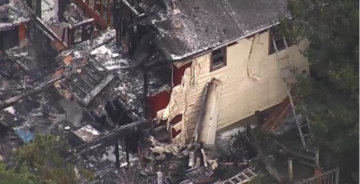 A look at the house that became engulfed in flames after the crash.
