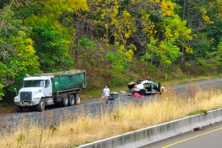 The scene of the fatal crash on Rt. 19 in Paterson Friday