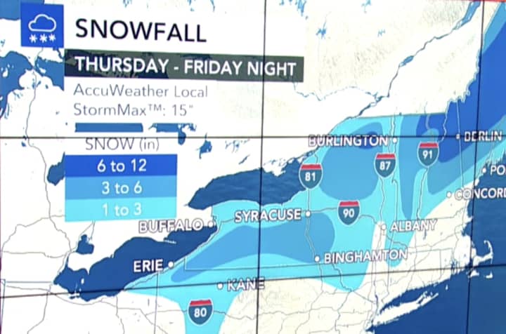 Some areas farthest north in New England could see up to a foot of snow. Parts of upstate New York could get up to half a foot.
