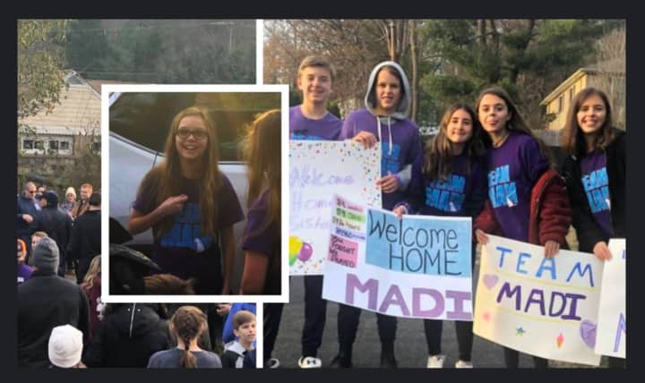 Madi Kinney of Lebanon was surprised by dozens of community members with a homecoming after a two-month stint in the hospital.