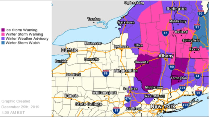 A look at areas where Winter Storm warnings, watches and advisories are in effect.