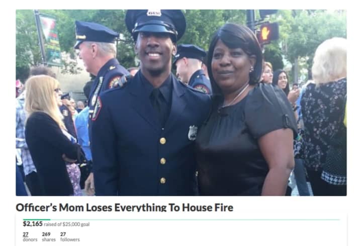 The Jersey City community is rallying to support the mother of a local police officer who lost everything in a major house fire.