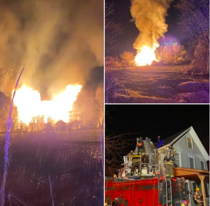 Firefighters battled a Hardyston barn blaze for hours Saturday night.