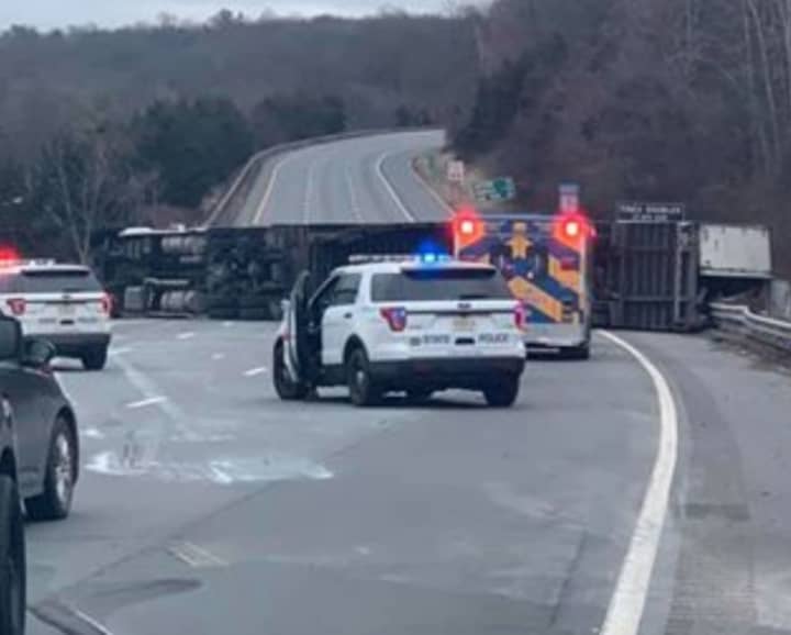 Three lanes of highway have reopened after a tractor-trailer overturned and prevented traffic from passing on I-80 east Tuesday afternoon.