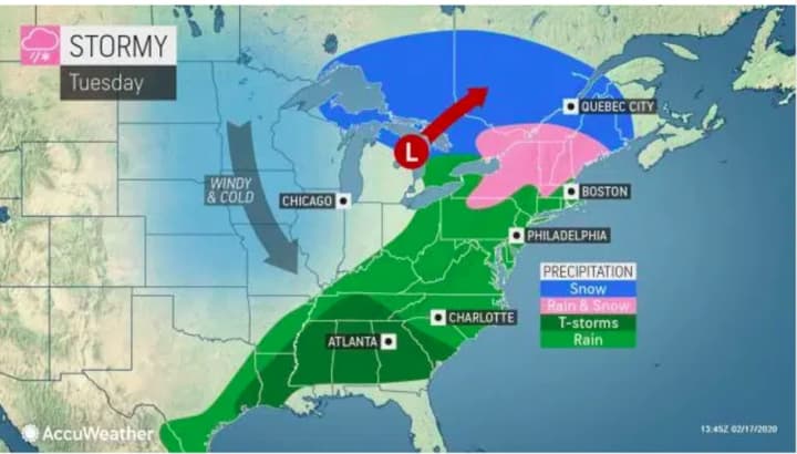 A look at the wide range for the storm and the types of precipitation it will bring.