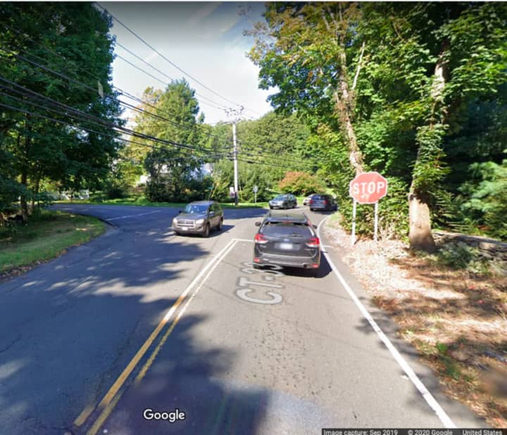 Route 33 (Ridgefield Road) and Drum Hill Road, where the vehicle was stopped.