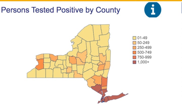Rates for each county for those who&#x27;ve tested positive for COVID-19.