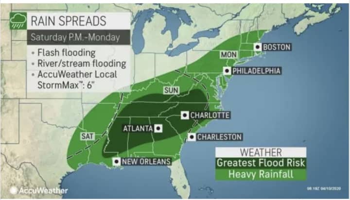 A potent storm system will bring up to 2 inches of rainfall with strong wind gusts that could cause power outages following a breezy and bright Easter weekend.