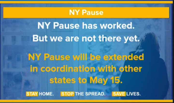 NY will stay on pause at least another month.