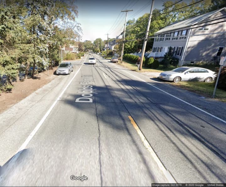 The area of Dobbs Ferry Road (Route 100B) where the crash happened.