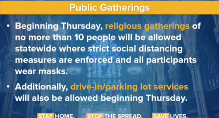 New York can now host religious gathers of no more than 10 people due to the COVID-19 outbreak.