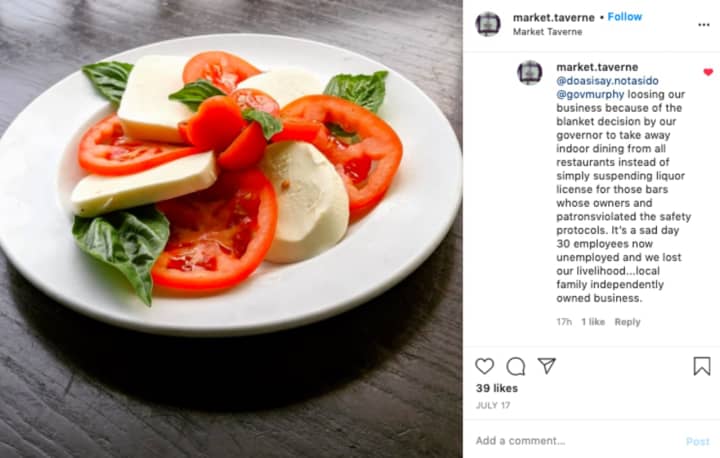 The Market Taverne speaks out on Instagram.
