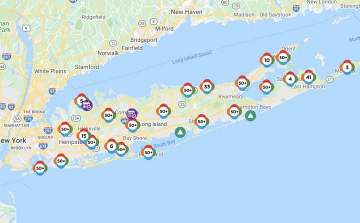 The SPEG Long Island outage map as of 9:40 a.m. on Wednesday, Aug. 5.