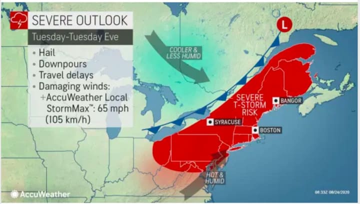 A look at the storm system that will sweep through the region on Tuesday, Aug. 25.