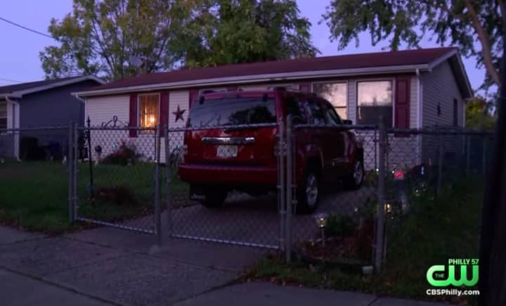 The Burlington City home where a 61-year-old woman was found beaten and stabbed to death. (Courtesy: CBS 3 Philly Eyewitness News)