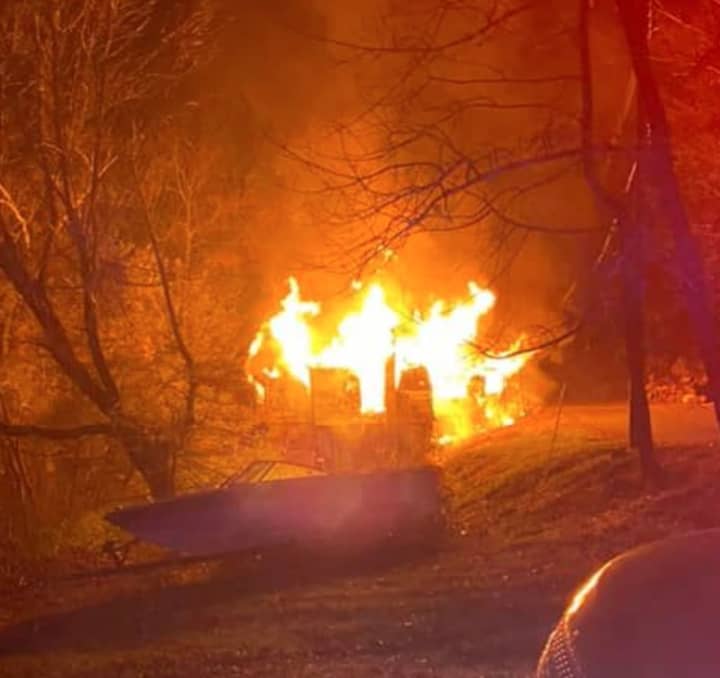 The blaze was reported at 197 Hamburg Turnpike in Stockholm just before 9:30 p.m., the Hardyston Township Volunteer Fire Department said.