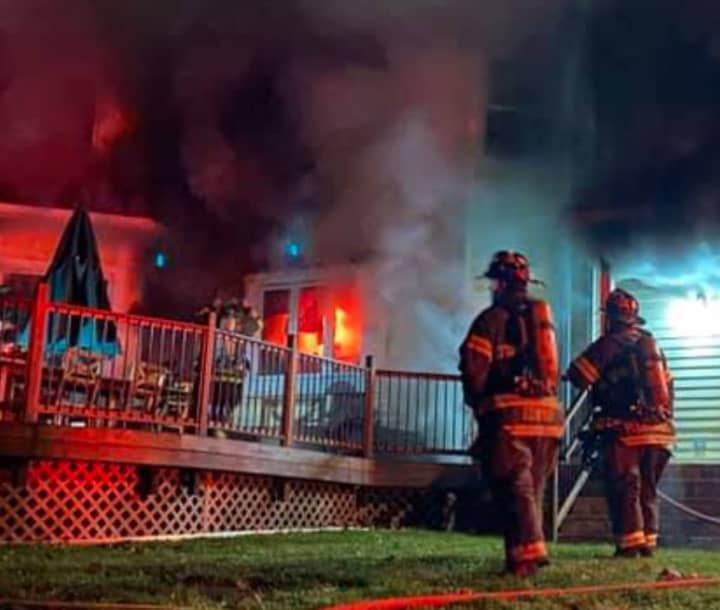 Fire crews jumped to action to knock down a three-alarm blaze at a Hunterdon County home Sunday morning.