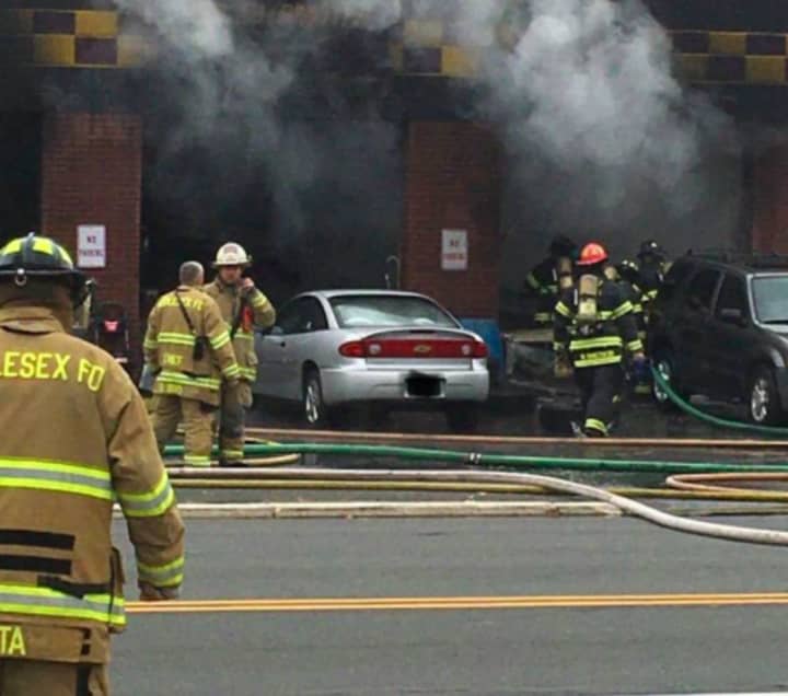 A two-alarm fire gutted an auto repair shop in Middlesex Borough. (Photo Courtesy Pierce Co. 3)