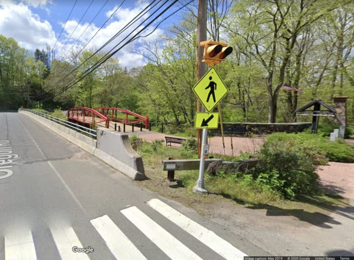 The Red Bridge where three pipe bombs have been found in Meriden.