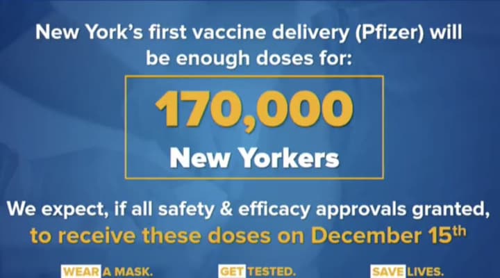 The first batch of the Pfizer COIVD-19 vaccine will come to New York later this month.