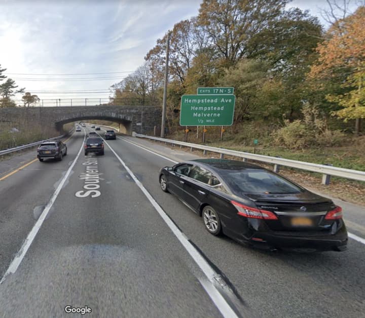 A woman was killed in a crash on the Southern State Parkway in Hempstead.