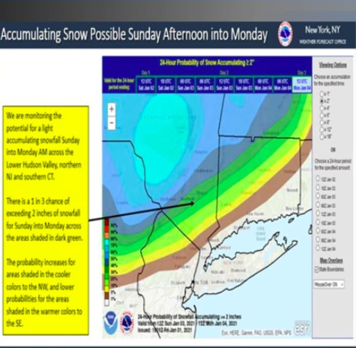 An active weather pattern that has marked the arrival of 2021 will soon include a new storm system that is now expected to bring accumulating snowfall to much of the region.
