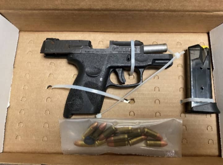 A Mamaroneck man was busted with a handgun during a traffic stop in New Rochelle.