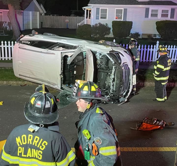 A driver was extricated and hospitalized after a rollover crash in Morris County Tuesday night, authorities said.